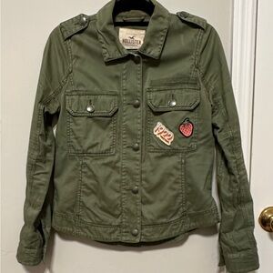 Hollister Olive Green Jacket with Patches